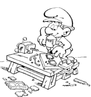 A coloring page of the smurfs